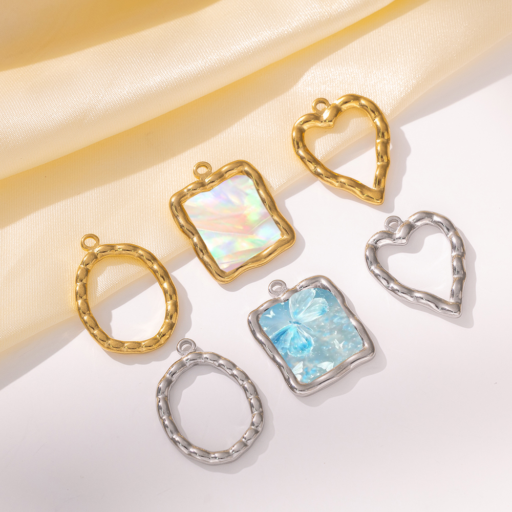 Resin Art Jewellery Kit - 5pcs Stainless Steel Heart Round Open