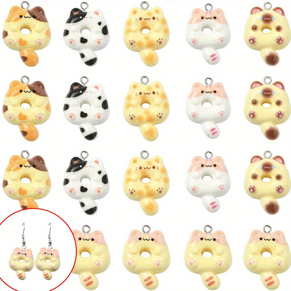 Resin Art Pendant - 4/14/28pcs Multi-color Cat-shaped Decorative Pendants,Diy Bracelets,Necklaces