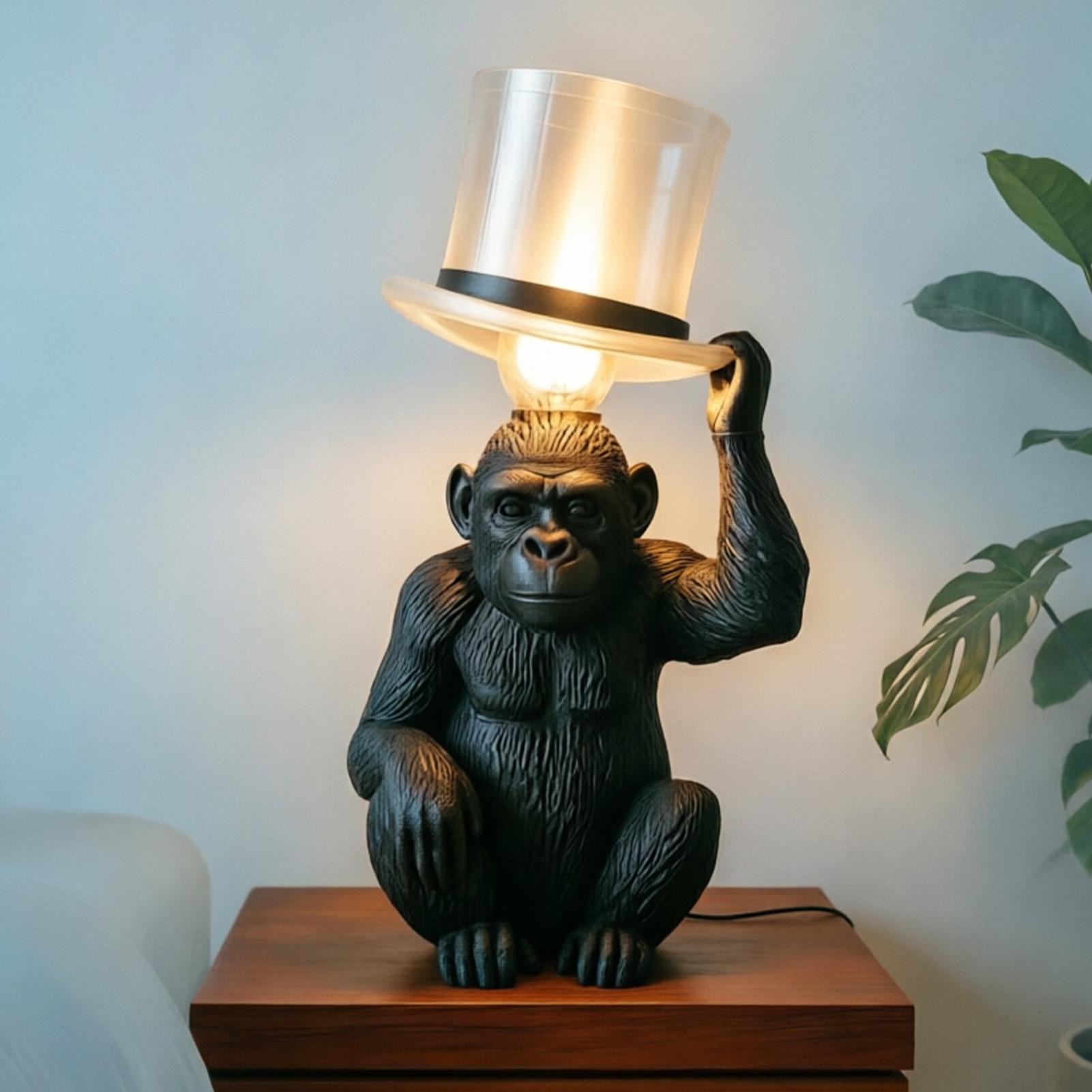 Resin Art Lamp - Monkey Lamp Top Hat Monkey Resin