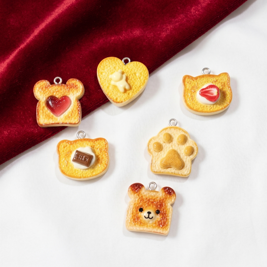 Resin Art Pendant - 10pcs Resin Plastic Bread Pendants Charms
