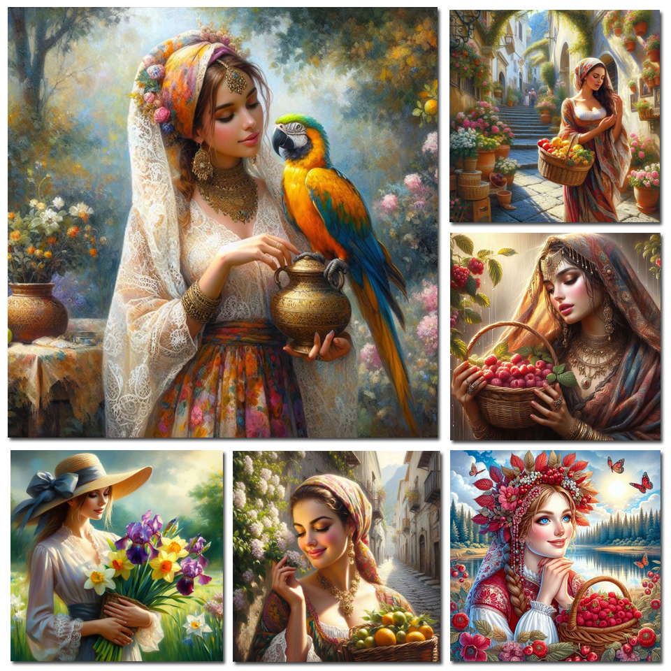 Resin Art Wall Decor - 1pc frameless Diamond Painting Woman Portrait