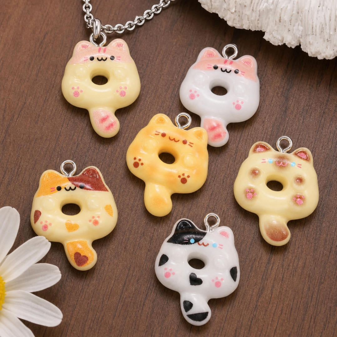 Resin Art Love - 10Pcs Kawaii Cartoon Cat Resin Charms