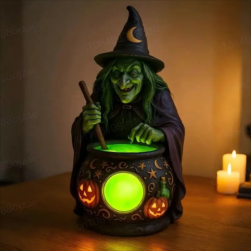 Resin Art Lamp - For Halloween horror witch pot lamp,