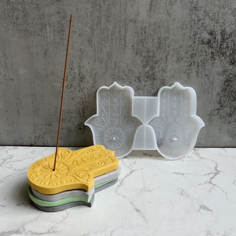 Coaster Mold Square - 2-Chamber Famati Palm Silicone Mold Hamasa