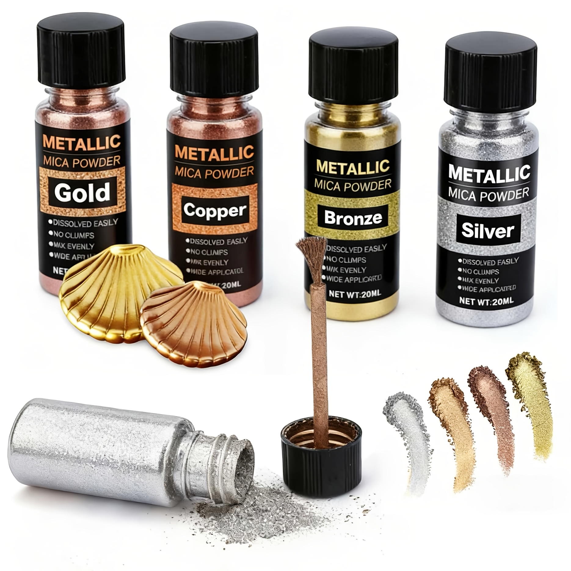 Resin Dye Opaque - Metallic Mica Powder, Brushed Bottle of
