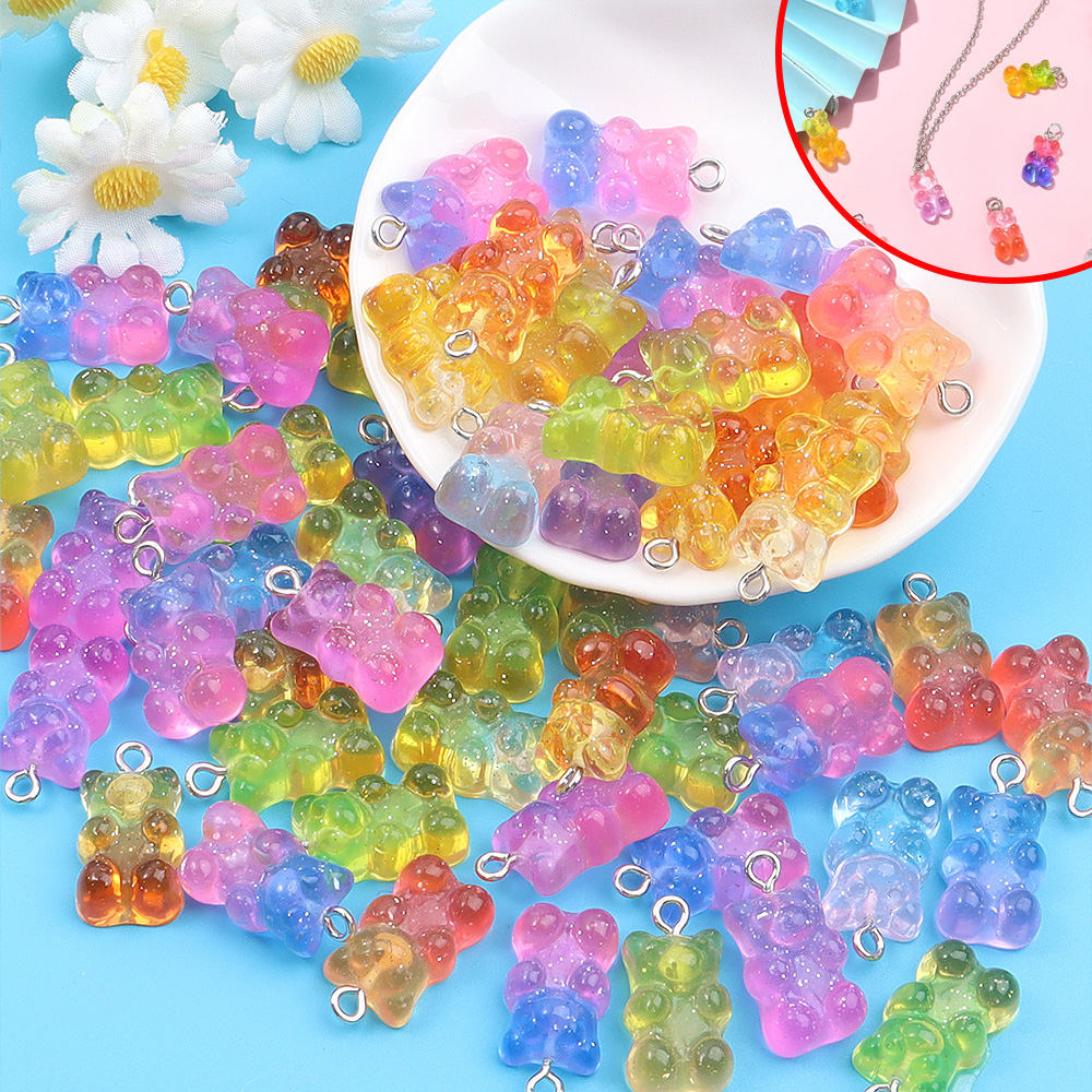 Resin Art Jewellery Kit - 10/30/60pcs Dual Color Resin Bear Shaped