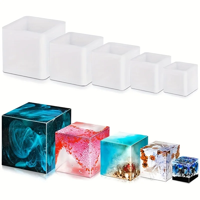 Coaster Mold Square - 5 pcs Square Resin Mold Silicone,