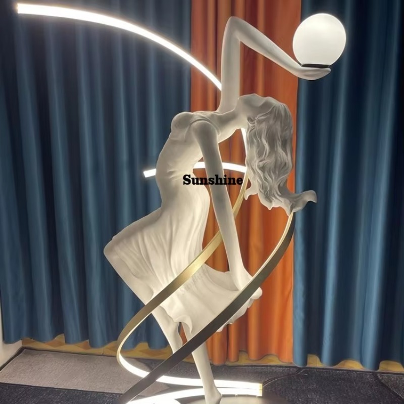 Resin Art Lamp - Abstract Sculpture 3-color Light LED Floor
