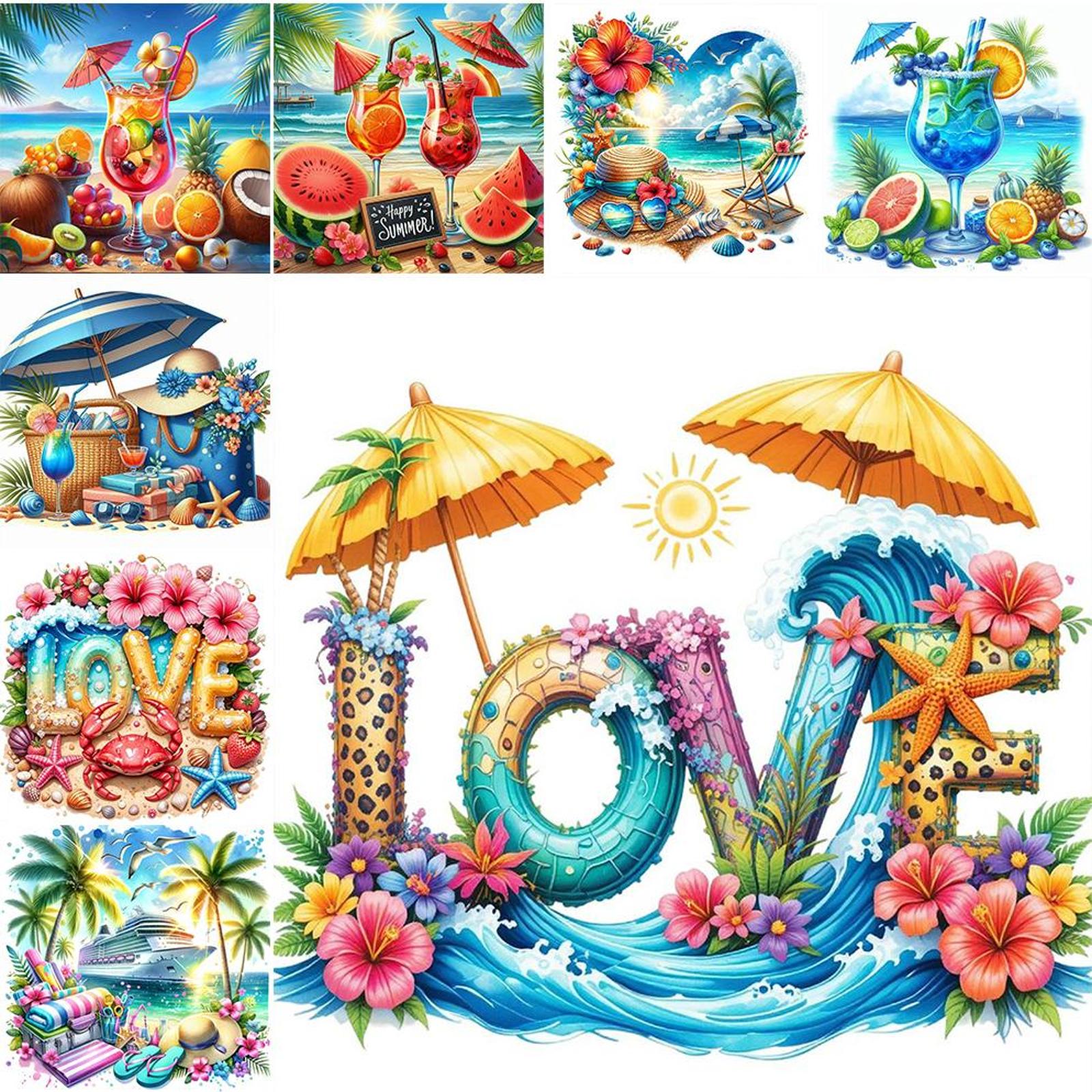Resin Art Ideas With Pictures - Summer Beach Full DIY 5D Round