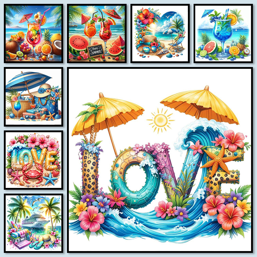 Resin Art Ideas With Pictures - Summer Beach Full DIY 5D Round