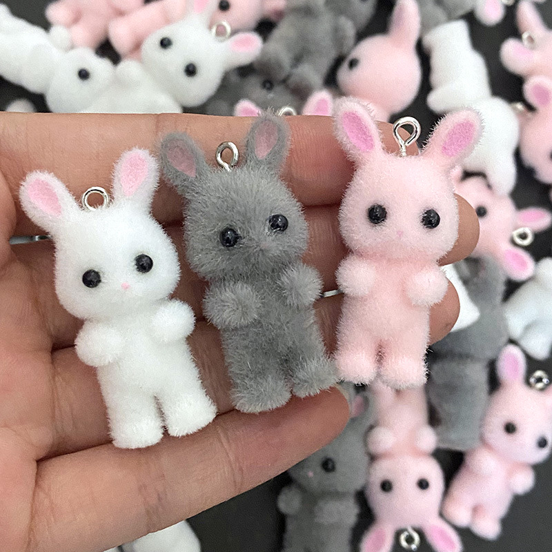 5pcs/lot Cute Flocking Rabbit  – Resin Art Jewellery Kit Bewertung und Preis