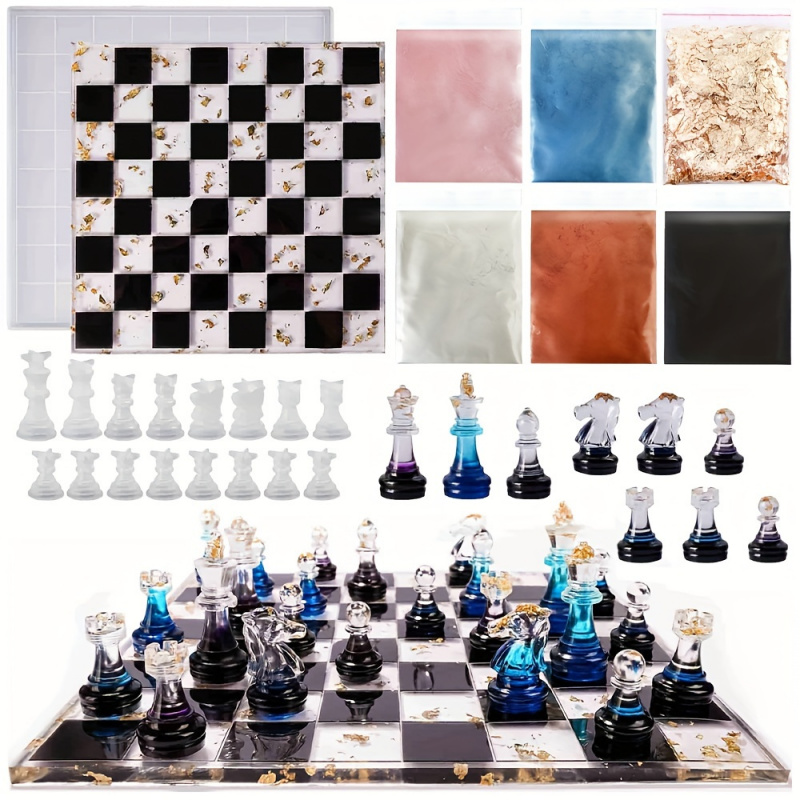 23pcs Chess Set with Silicone  – Resin Art Table Bewertung und Preis