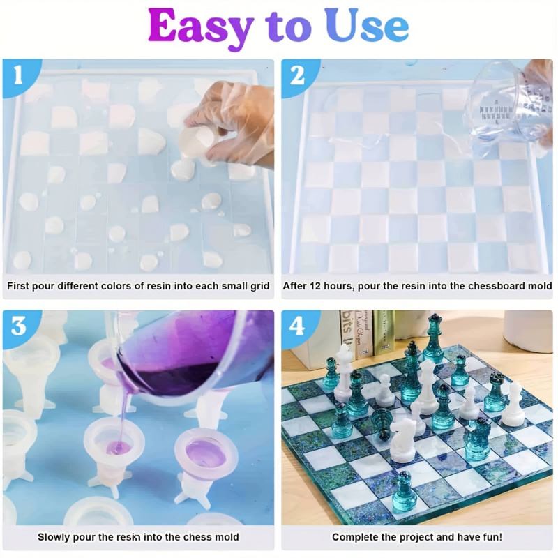 23pcs Chess Set with Silicone  – Resin Art Table Bewertung und Preis