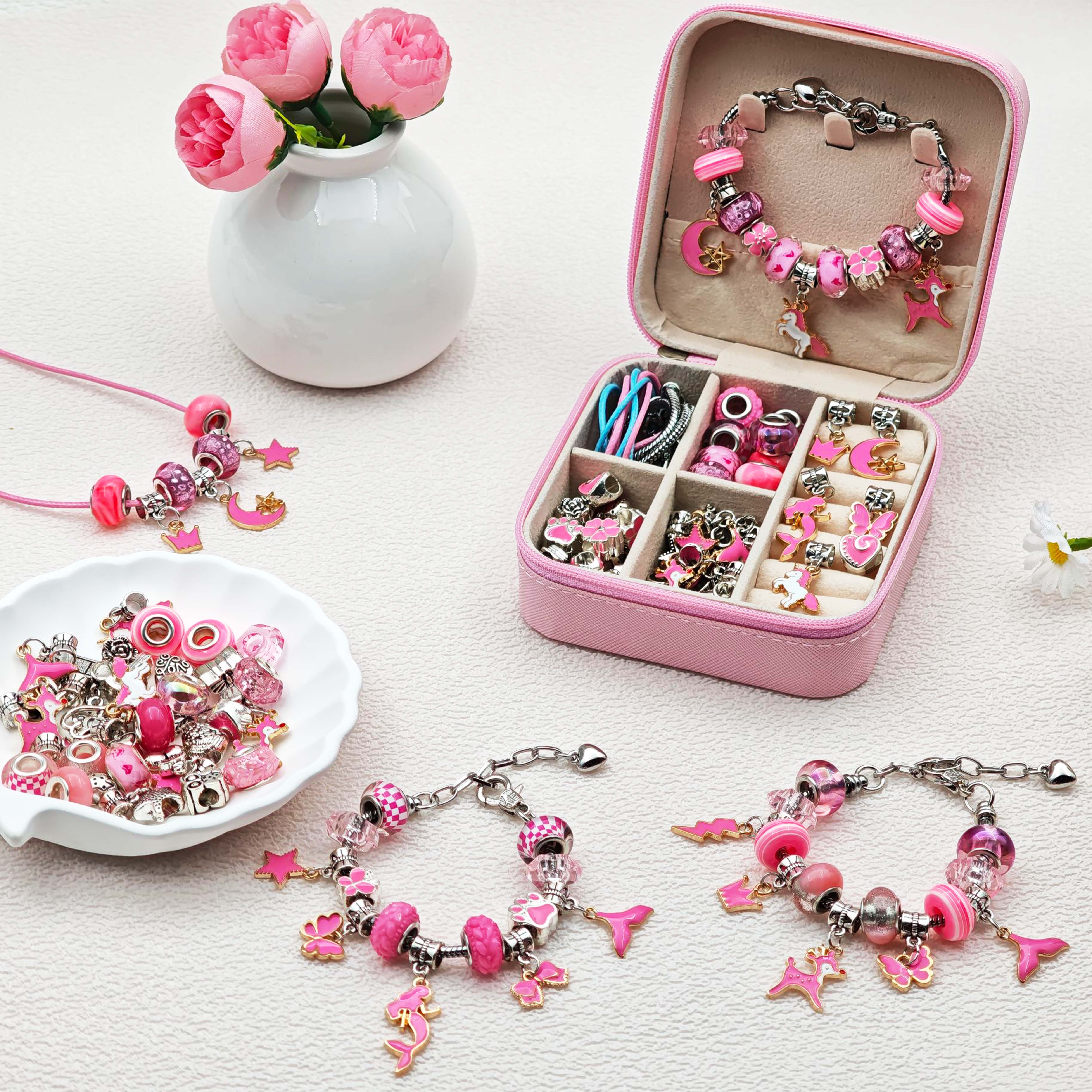 68pcs pink beaded jewelry set, – Resin Art Jewellery Kit Bewertung und Preis